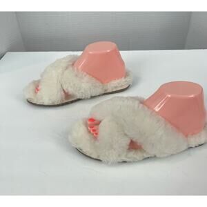 Patricia Green Women’s Cream Mt. Hood Crisscross Shearling Slipper Shoes Size 8